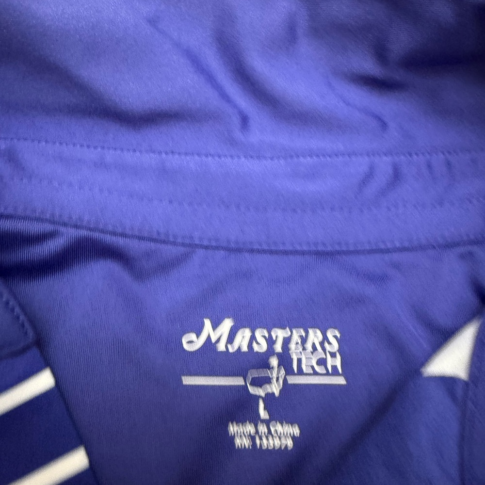 Masters Tech Classic Blue and White Striped Polo Shirt - Picture 2 of 4